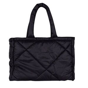 RINO & PELLE Puffer Faux Leather Quilted Shopper Tote Bag Black
